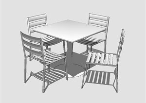 室外景观桌椅详细设计SU(草图大师)模型