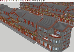 古典中式沿街商铺建筑群ＳＵ模型