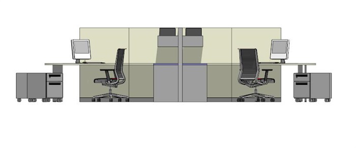 现代办公室内桌椅组合设计su模型