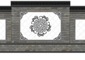 中式照壁景墙设计SU(草图大师)模型素材