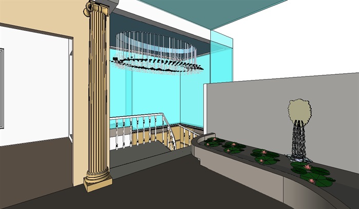 欧式别墅室内详细空间设计su模型(2)