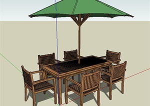室外景观桌椅组合素材SU(草图大师)模型