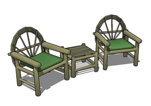 现代风格详细桌椅组合SU(草图大师)模型