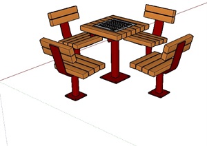 现代风格小区桌椅组合设计SU(草图大师)模型