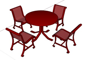 现代经典的景观桌椅组合设计SU(草图大师)模型