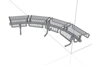 现代园林景观铁艺坐凳设计SU(草图大师)模型