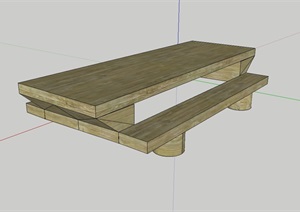 现代纯木详细的坐凳设计SU(草图大师)模型