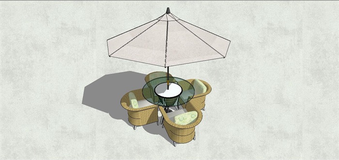室外伞桌椅SU模型
