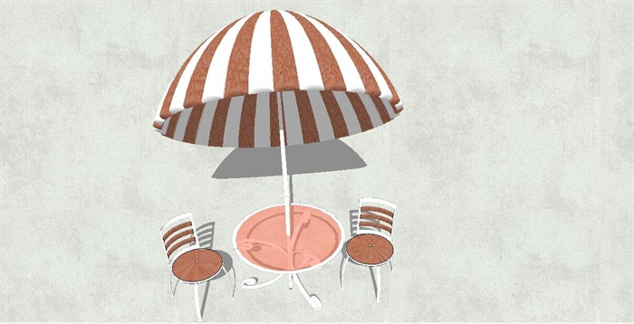 圆形太阳雨棚桌椅SU模型