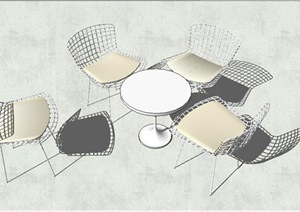 白色艺术铁艺桌椅SU(草图大师)模型