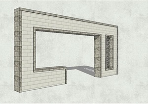 新中式简约景墙SU(草图大师)模型
