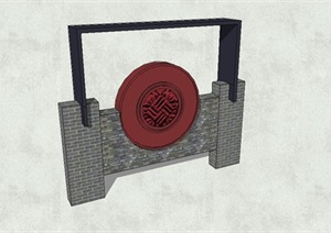 圆形雕花艺术文化墙SU(草图大师)模型