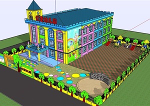 英式幼儿园建筑设计SU(草图大师)模型