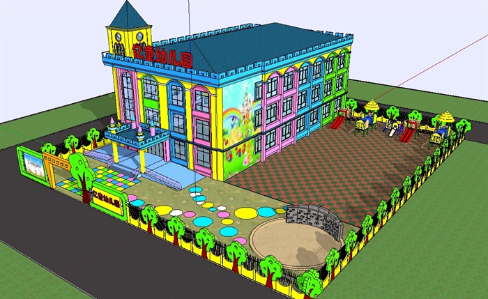 英式幼儿园建筑设计SU模型(1)