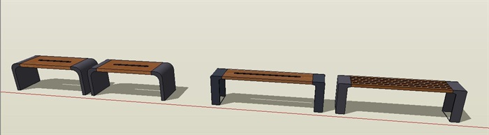 两款现代风格室外景观坐凳SU模型(3)