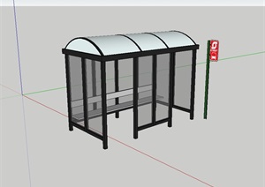 现代公交车亭子设计SU(草图大师)模型