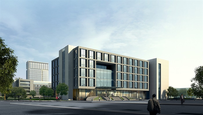 某行政办公中心建筑方案设计（CAD+效果图）(2)