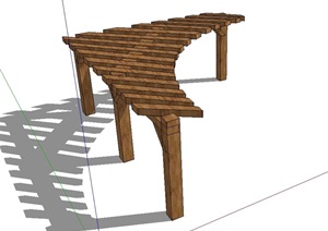 现代详细的木质花架廊设计SU(草图大师)模型