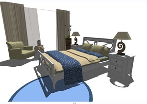 时尚现代整体卧室家具设计SU(草图大师)模型