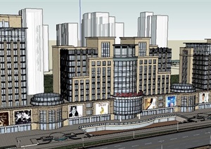 新古典风格商业办公楼建筑设计SU(草图大师)模型