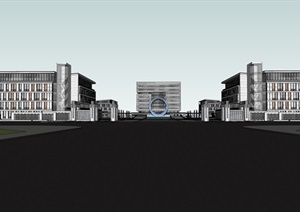 精品大学校园建筑楼规划SU(草图大师)模型