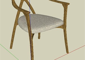 中式扶手椅子设计SU(草图大师)模型
