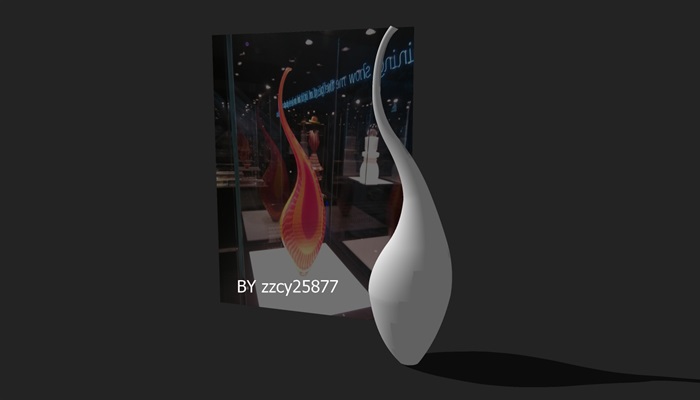 玻璃花瓶雕塑设计su模型