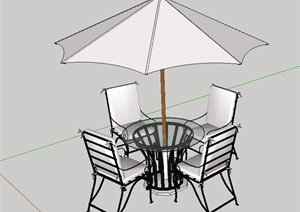 欧式时尚伞桌椅组合设计SU(草图大师)模型