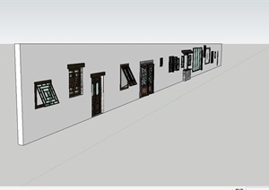中式建筑门窗组件设计SU(草图大师)模型