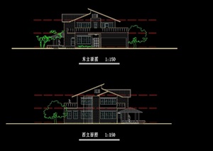 中式独栋别墅设计cad方案图