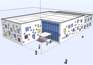 现代多层幼儿园教育建筑SU(草图大师)模型