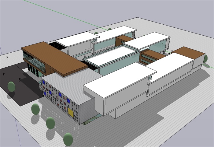 多层详细幼儿园建筑SU模型(2)