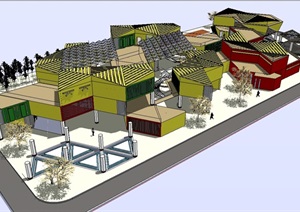 现代独特的幼儿园建筑设计SU(草图大师)模型