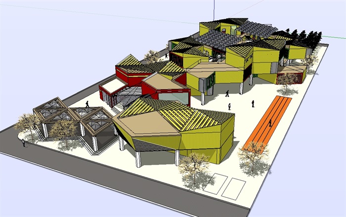 现代独特的幼儿园建筑设计SU模型(3)