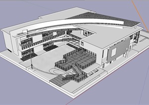 现代无材质贴图幼儿园建筑SU(草图大师)模型