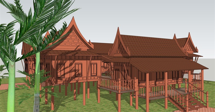 泰国住宅建筑代表样式su模型