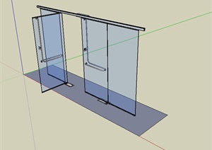 某现代详细玻璃门设计SU(草图大师)模型