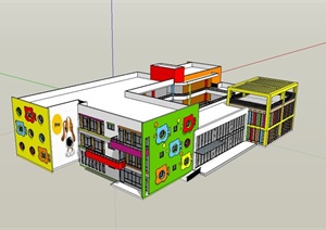 三层幼儿园教育建筑SU(草图大师)模型