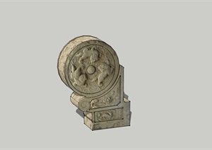 古典中式抱鼓石设计SU(草图大师)模型