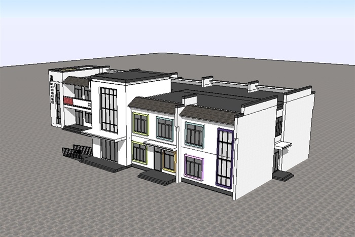 中式幼儿园教育建筑SU模型(2)
