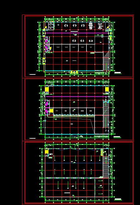 一套现代风格的大玻璃窗的汽车4S店cad建筑图