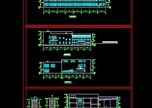 一套现代风格的大玻璃窗的汽车4S店cad建筑图