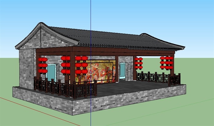 古建中式戏台设计su模型(3)