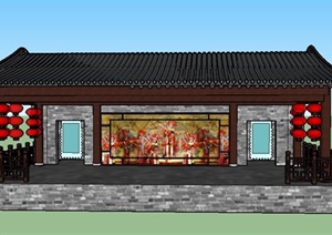 古建中式戏台设计SU(草图大师)模型