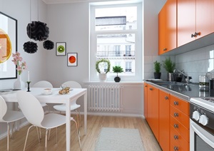 现代详细的室内厨房设计3d模型