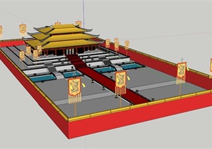 某古典中式风格旅游景区建筑SU(草图大师)模型