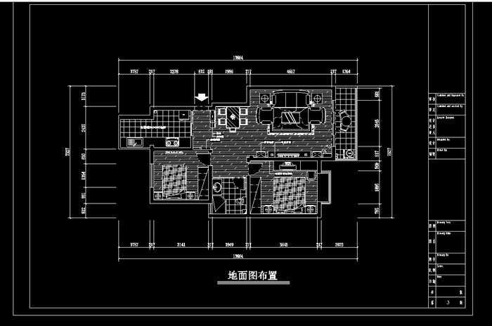 现代简洁风格两居室内cad施工图附效果图(5)