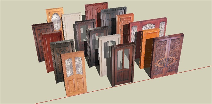 室内多种不同的门设计su模型