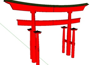日式风格详细的大门设计SU(草图大师)模型