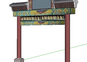 古典中式详细的牌坊门设计SU(草图大师)模型